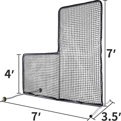 Kapler L Screen Baseball Pitching Protective Screen with Wheels 7x7Ft(Black)