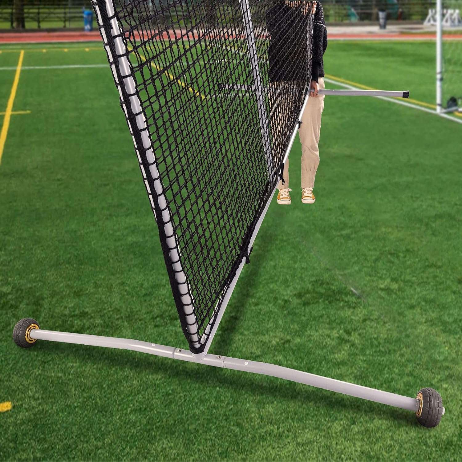 Kapler L Screen Baseball Pitching Protective Screen with Wheels 7x7Ft(Black)