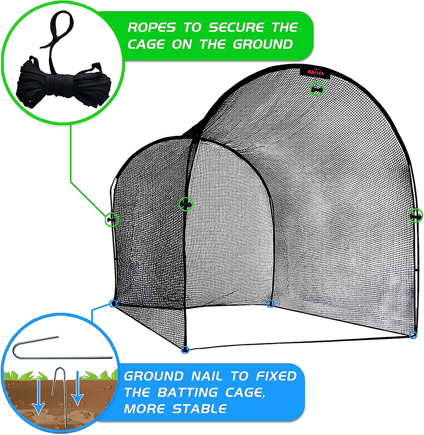 Kapler Baseball Batting Cage 13x10x10ft