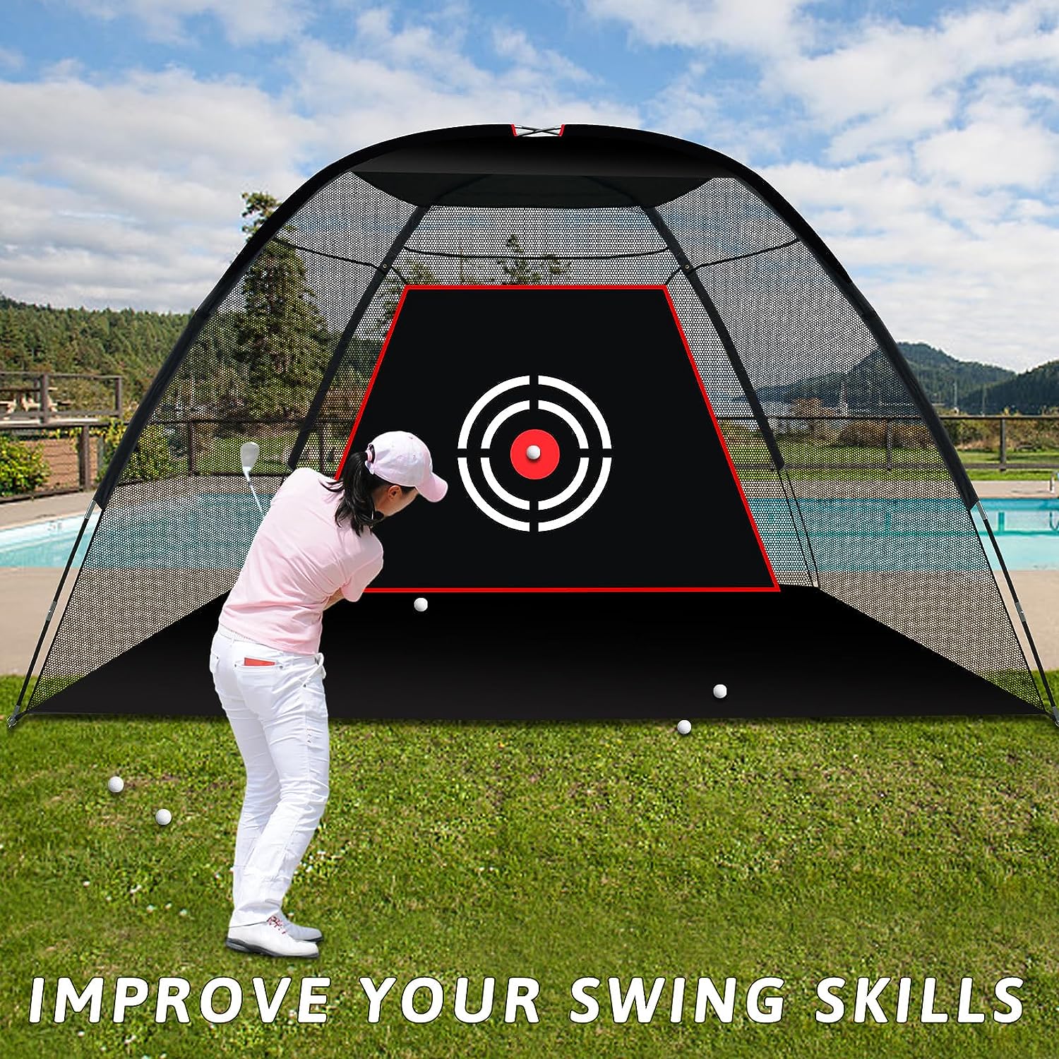 Kapler Golf Hitting Net 12X7ft with Carry Bag & Target