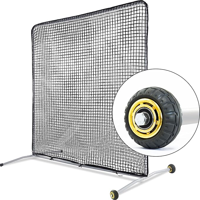 Kapler Baseball Pitching Screen Protective Net with Wheels 7x7Ft