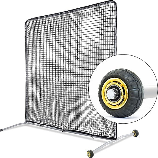 Kapler Baseball Pitching Screen Protective Net with Wheels 7x7Ft