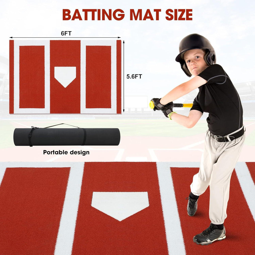 Leyndo Baseball Batting Mat Softball Pitching Mat 5mm Turf Inlaid Home Plate Anti Slip Backing Mat for Baseball Batting Cage Sports Training Backyard Indoor Outdoor - Kapler Sports