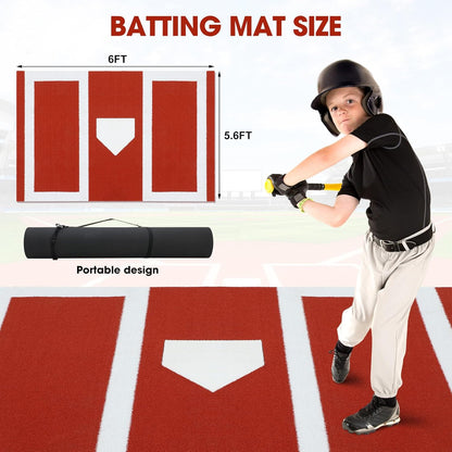 Leyndo Baseball Batting Mat Softball Pitching Mat 5mm Turf Inlaid Home Plate Anti Slip Backing Mat for Baseball Batting Cage Sports Training Backyard Indoor Outdoor
