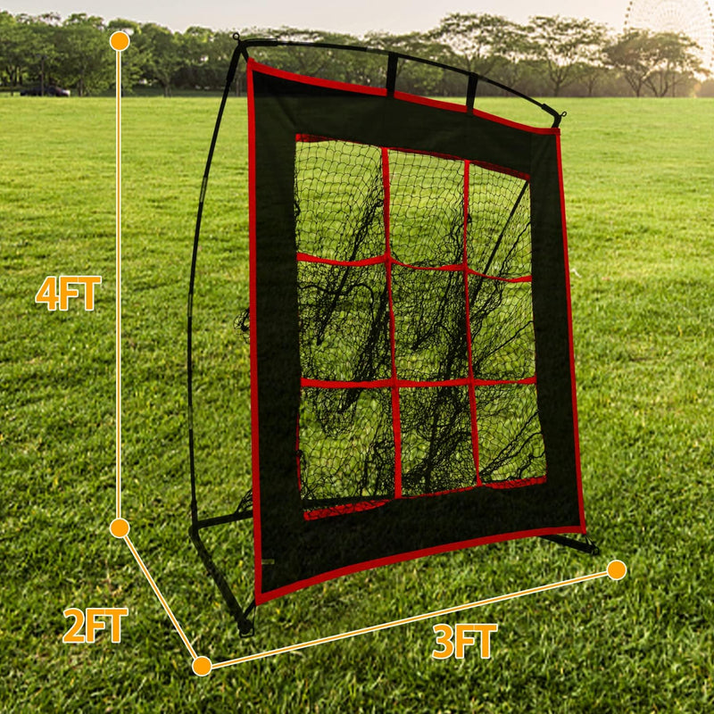 Kapler Baseball Softball Pitching Net with Strike Zone, Portable Heavy Duty Steel Frame, 9 Hole Target for Hitting and Pitching, Easy Assembly-4’x3’ Style