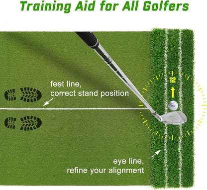 Professional 5x4ft Golf Practice Mat - Real Feel Dual-Turf for Perfect Lies + Alignment Markers | Improve Your Driving, Chipping & Putting at Home | Perfect Gift for Golfers & Fathers