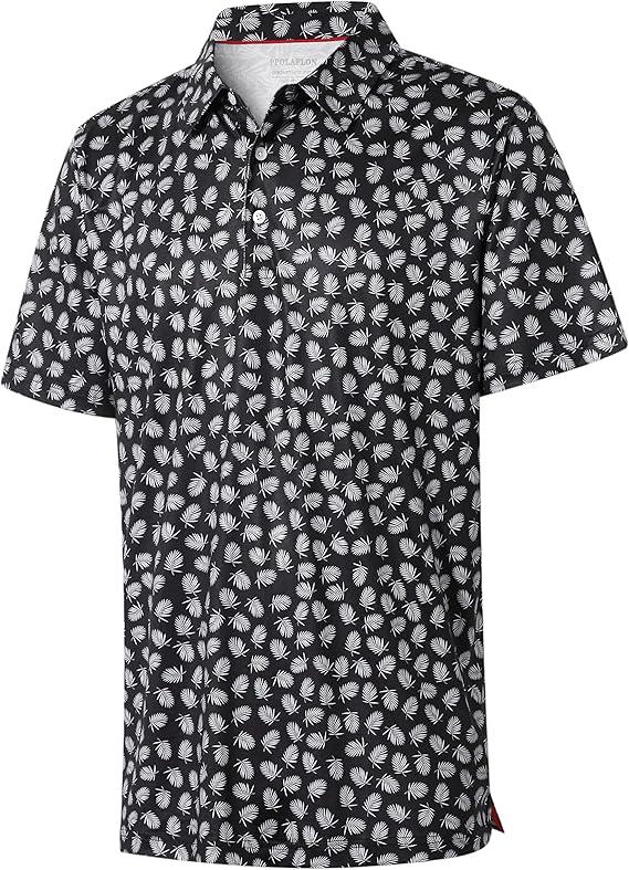 Mens Golf Shirt Moisture Wicking Dry Fit Print Performance Short Sleeve Polo Shirts for Men - Kapler Sports