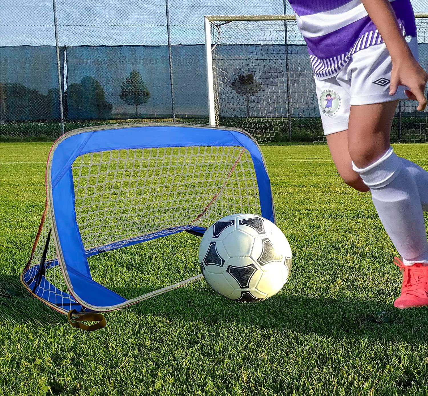 Pop-up soccer goals set of 2 or 1 pack for garden children-90-120-175-Robust flat steel frame and fiberglass rod - Easy assembly - Weatherproof 150 D polyester. - Kapler Sports