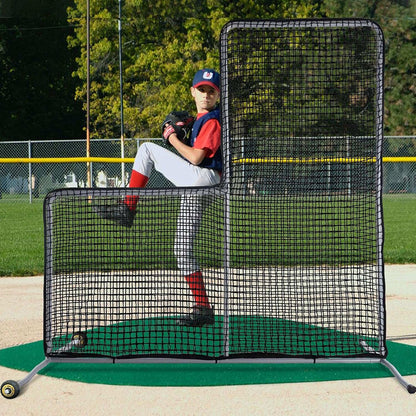 Kapler L Screen Baseball Pitching Protective Screen with Wheels 7x7Ft(Black)