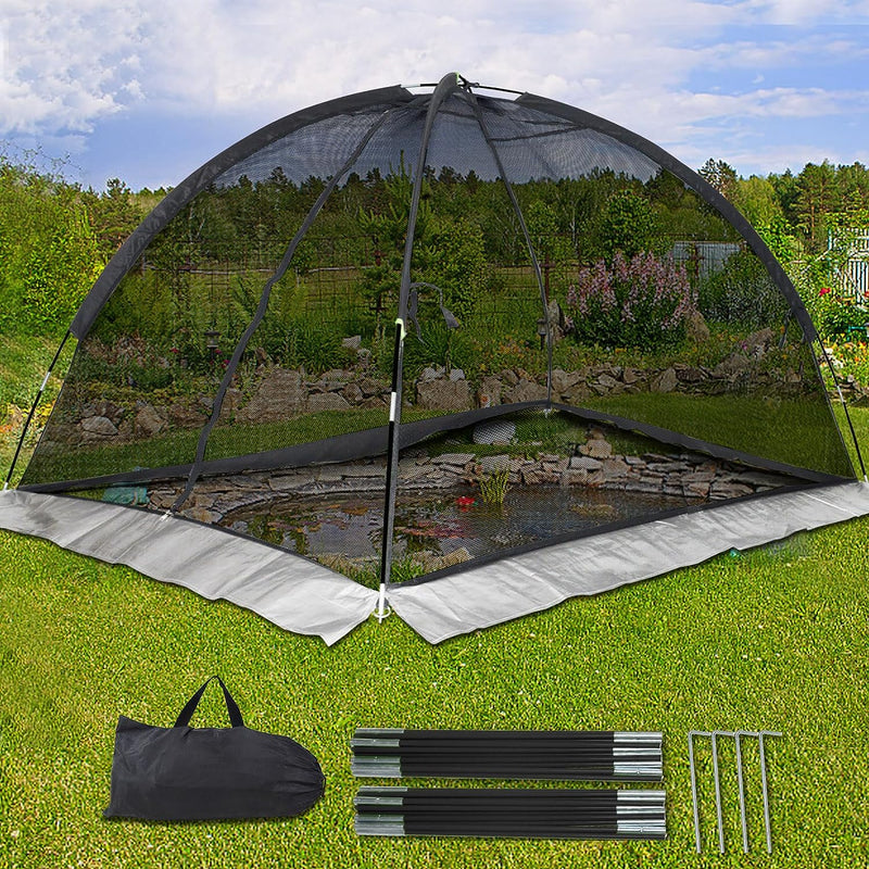 Pond Cover Garden Dome Net for Outdoor Ponds Winter 15X17FT Pond Cover Netting for Koi,Pool,with Zipper and Stakes Nylon Mesh Protect Gardens Ponds from Animals Leaves