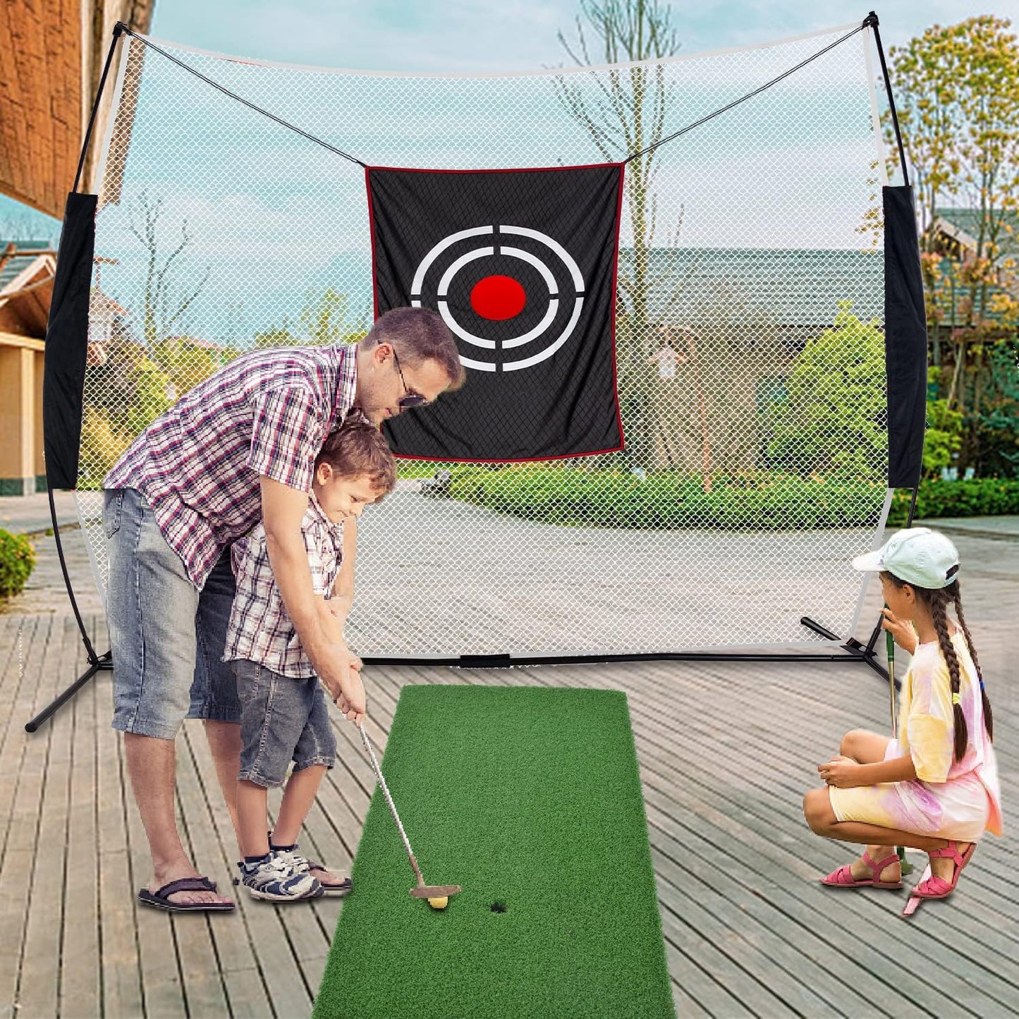 Kapler Portable Golf Driving Practice Net 7x7 FT with Carry Bag and Target