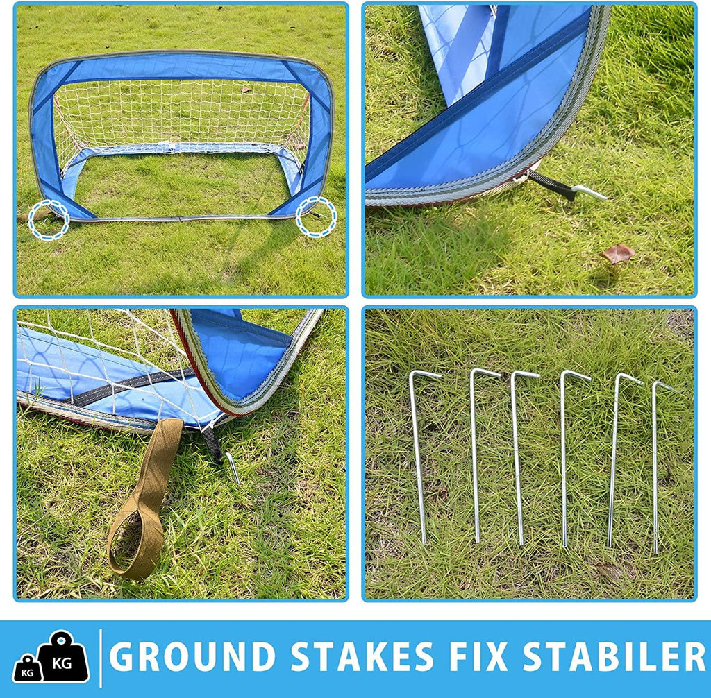 Pop-up soccer goals set of 2 or 1 pack for garden children-90-120-175-Robust flat steel frame and fiberglass rod - Easy assembly - Weatherproof 150 D polyester. - Kapler Sports