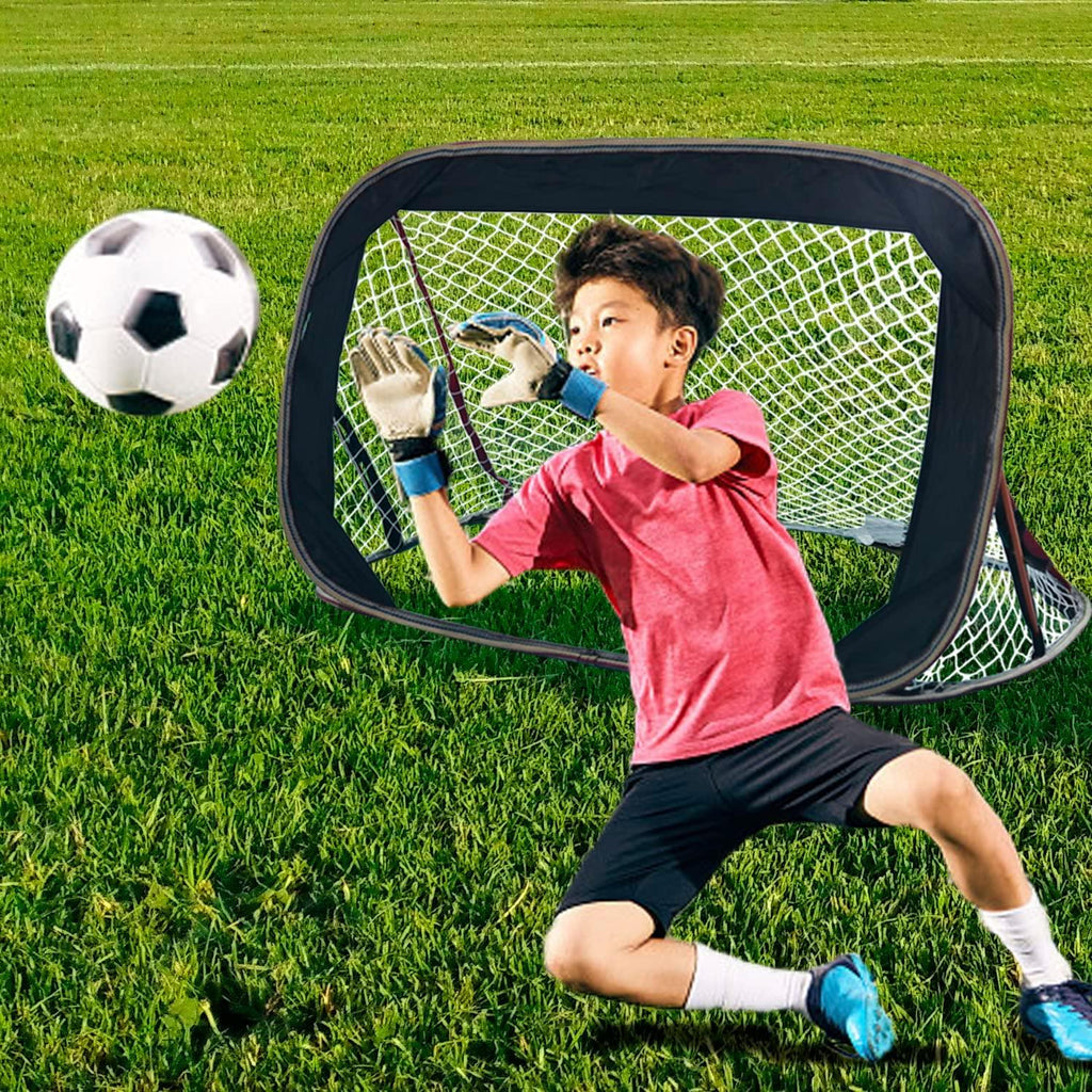 Pop-up soccer goals set of 2 or 1 pack for garden children-90-120-175-Robust flat steel frame and fiberglass rod - Easy assembly - Weatherproof 150 D polyester. - Kapler Sports