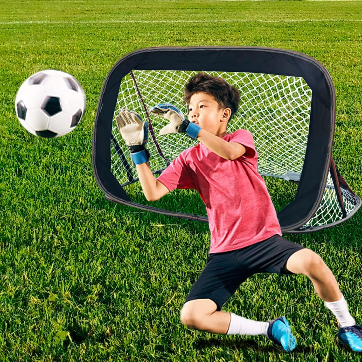 Pop-up soccer goals set of 2 or 1 pack for garden children-90-120-175-Robust flat steel frame and fiberglass rod - Easy assembly - Weatherproof 150 D polyester. - Kapler Sports
