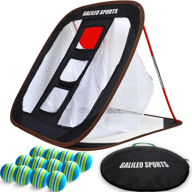 Golf Chipping Net Training Aids with Foam Training Balls(12 pack) 24"x 28"| Black | Kapler Sports