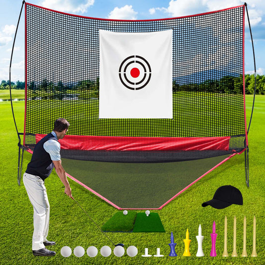 Golf Driving Net with Turf Mat, Tees & Balls C Indoor Outdoor Golf Training Set for Men & Golf Lovers