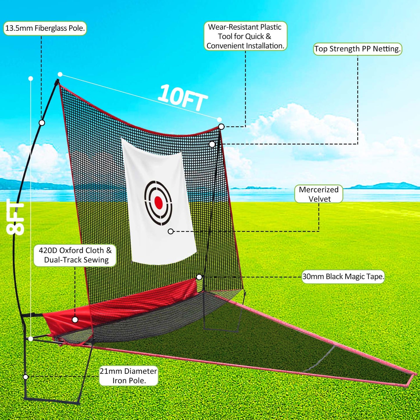 Golf Driving Net with Turf Mat, Tees & Balls C Indoor Outdoor Golf Training Set for Men & Golf Lovers
