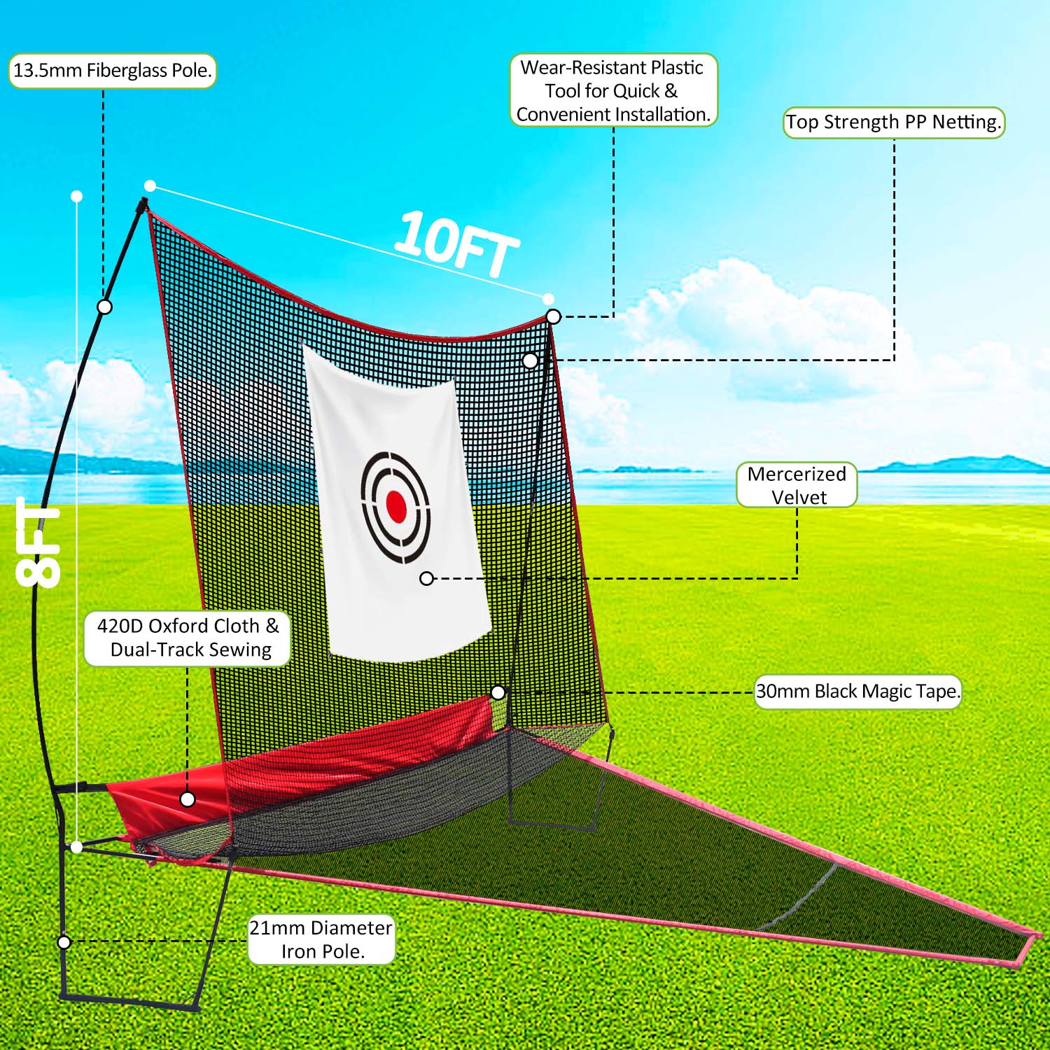 Golf Driving Net with Turf Mat, Tees & Balls C Indoor Outdoor Golf Training Set for Men & Golf Lovers