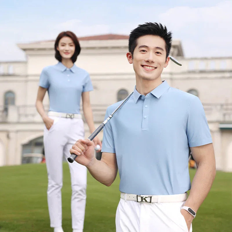 Mens Golf Shirt Moisture Wicking Dry Fit Print Performance Short Sleeve Polo Shirts for Men - Kapler Sports