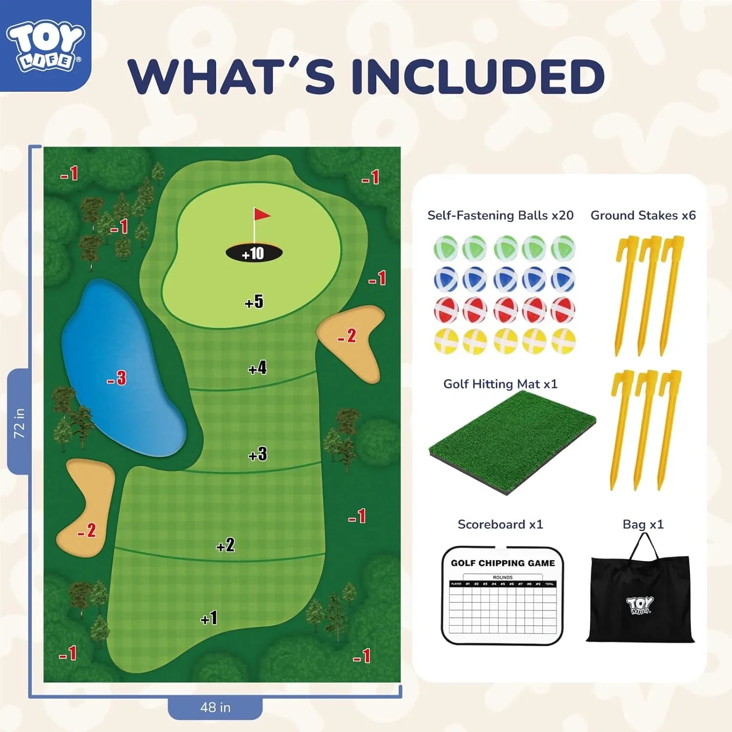 Professional Chipping Golf Game Mat - Indoor/Outdoor Practice Mat for Adults & Kids | Fun Backyard Training Set with Sticky Balls | Perfect for Family Yard Games & Skill Development - Kapler Sports