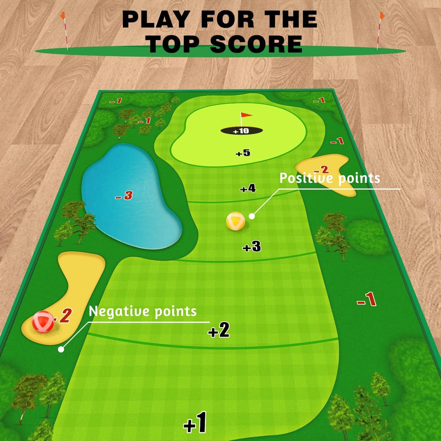 Professional Chipping Golf Game Mat - Indoor/Outdoor Practice Mat for Adults & Kids | Fun Backyard Training Set with Sticky Balls | Perfect for Family Yard Games & Skill Development
