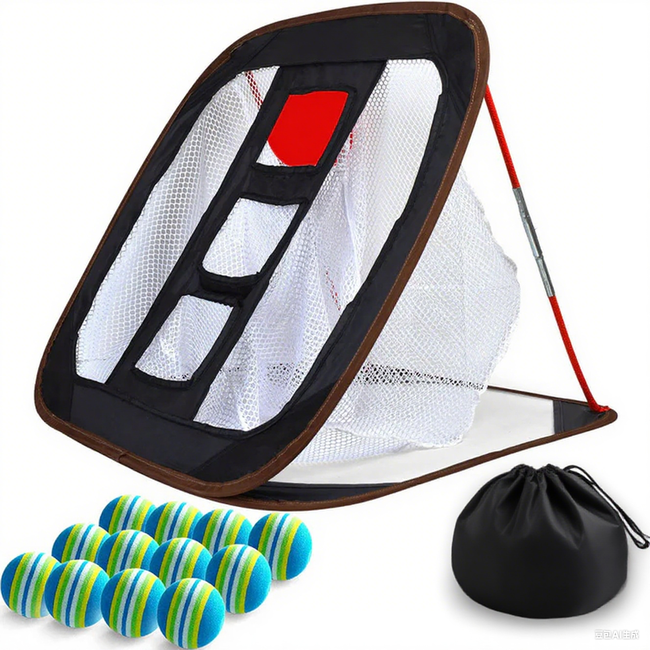 Golf Chipping Net Training Aids with Foam Training Balls(12 pack) 24"x 28"| Black | Kapler Sports