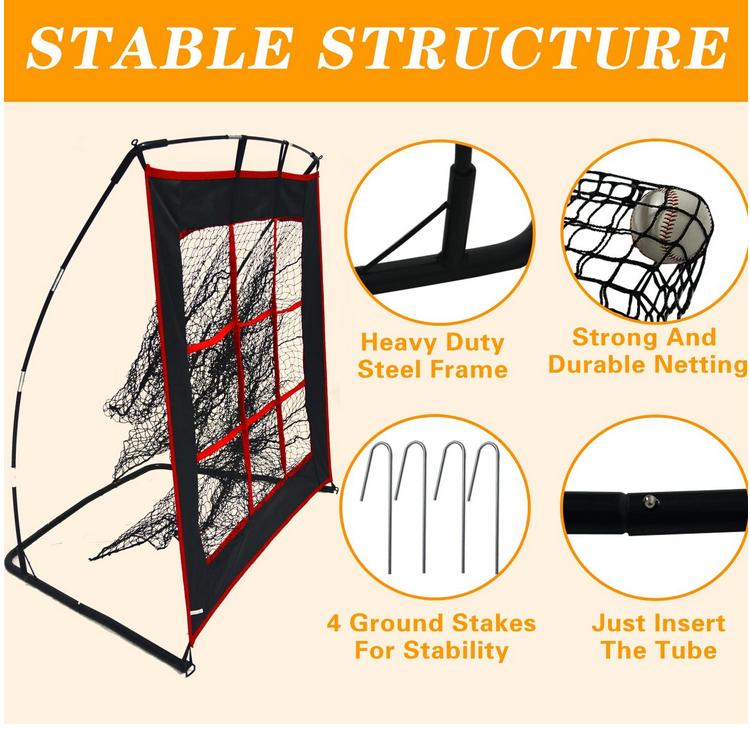 Kapler Portable Baseball Softball Pitching Net with Strike Zone 4x4FT