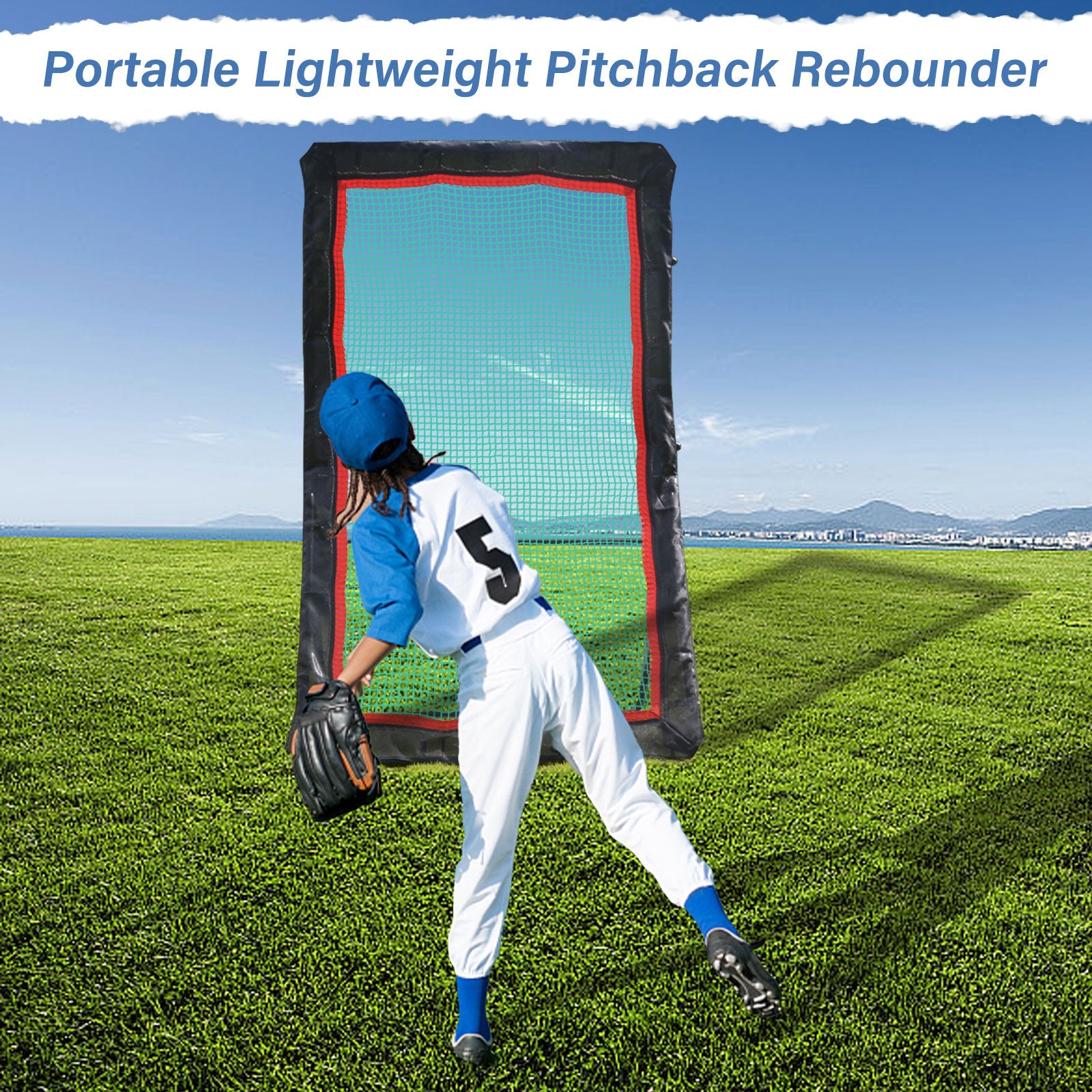 Baseball&Lacrosse Rebounder Net C 4FT x 7FT Multi-Position Pitch Back Trainer C Pitching, Fielding & Lacrosse Practice Net with High-Impact Bounce