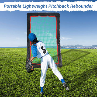 Baseball&Lacrosse Rebounder Net C 4FT x 7FT Multi-Position Pitch Back Trainer C Pitching, Fielding & Lacrosse Practice Net with High-Impact Bounce