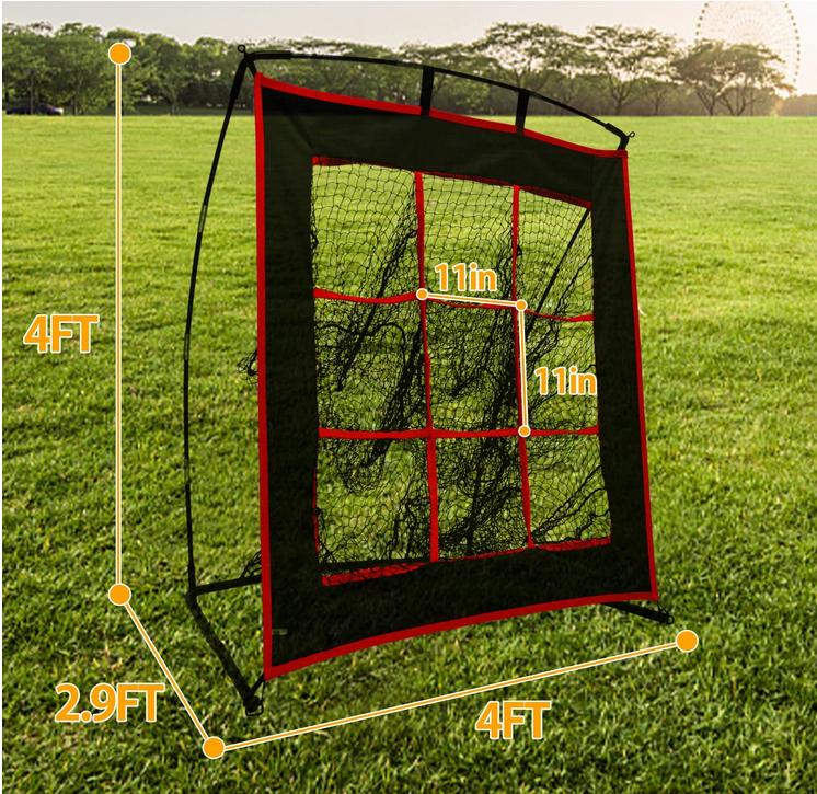 Kapler Portable Baseball Softball Pitching Net with Strike Zone 4x4FT