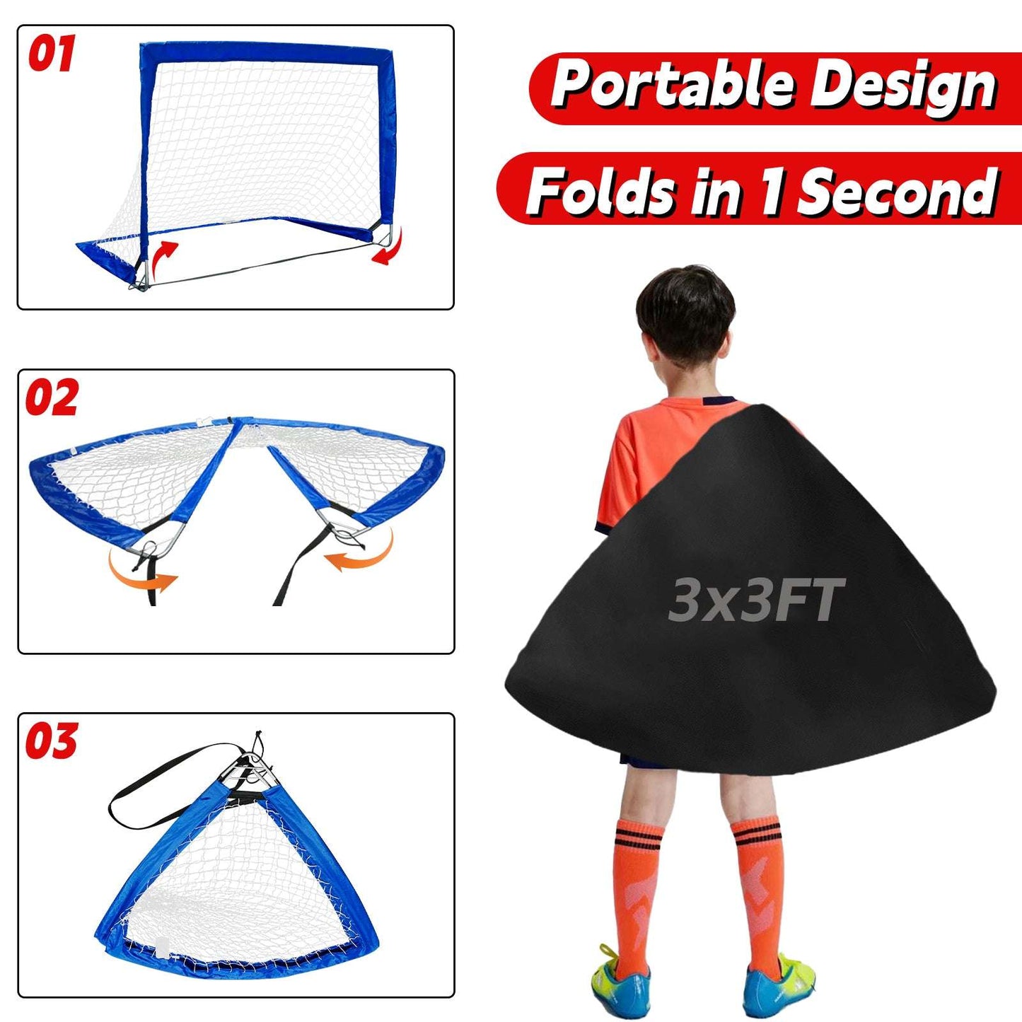 Kapler Portable Soccer Goals for Kids 4 x 3 ft