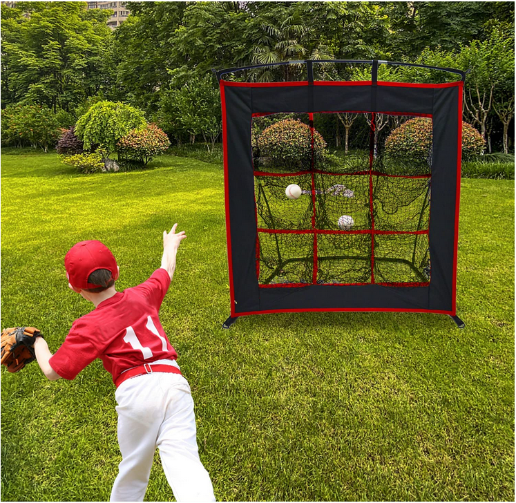 Kapler Baseball Softball Pitching Net with Strike Zone, Portable Heavy Duty Steel Frame, 9 Hole Target for Hitting and Pitching, Easy Assembly-6’x5’/5’x4’/4’x4’/4’x3’ Style