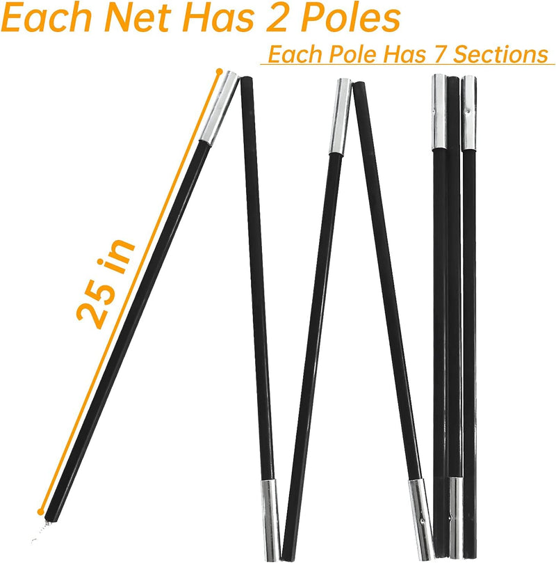 Poles Replacement, Replacement Rods for 22X12X10FT Baseball Batting Cage, Fiberglass Poles 2pcs, GB-0002P