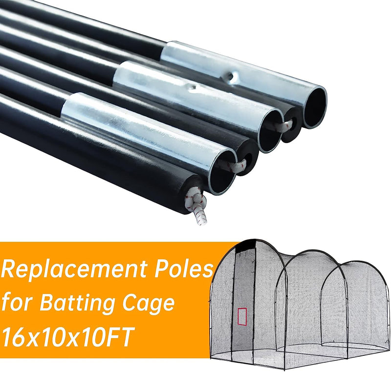 Kapler Baseball Batting Cage Poles Replacement 16x10x10FT 2pcs