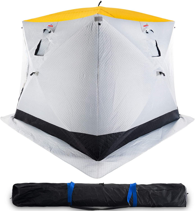 Kapler Ice Fishing Shelter, 3-4 Person Portable Ice Fishing Tent with Bag, Water-Repellent and Wind-Resistant Quick Fishing Tent