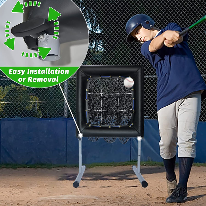 Kapler Pitching Net for Baseball Softball, 9 Pitcher's Pocket Training Pitching Target, Adjustable Height and Angle Home Training Pitching Aids, Heavy Duty Steel Frame Pitcher Target