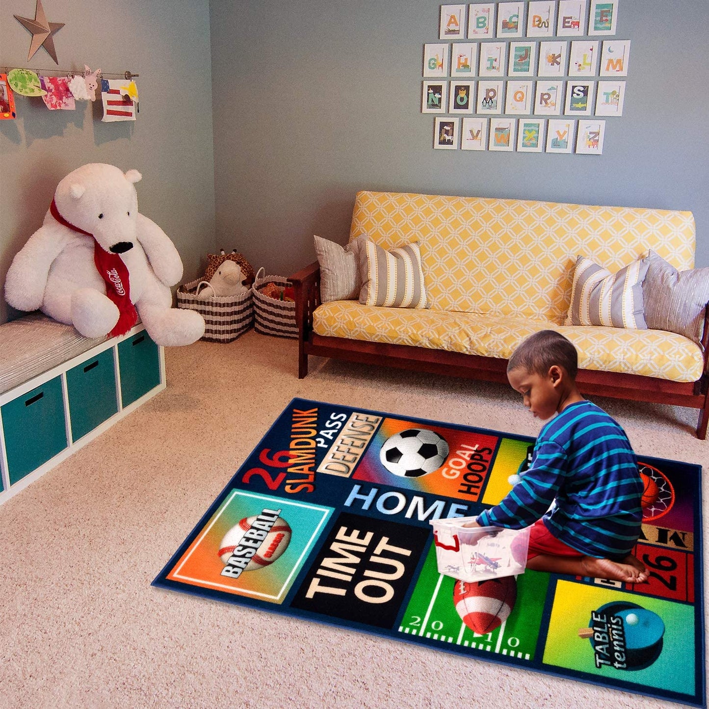 Kapler Kids Rug Play Mat Children Rug Non-Slip Rug for Child
