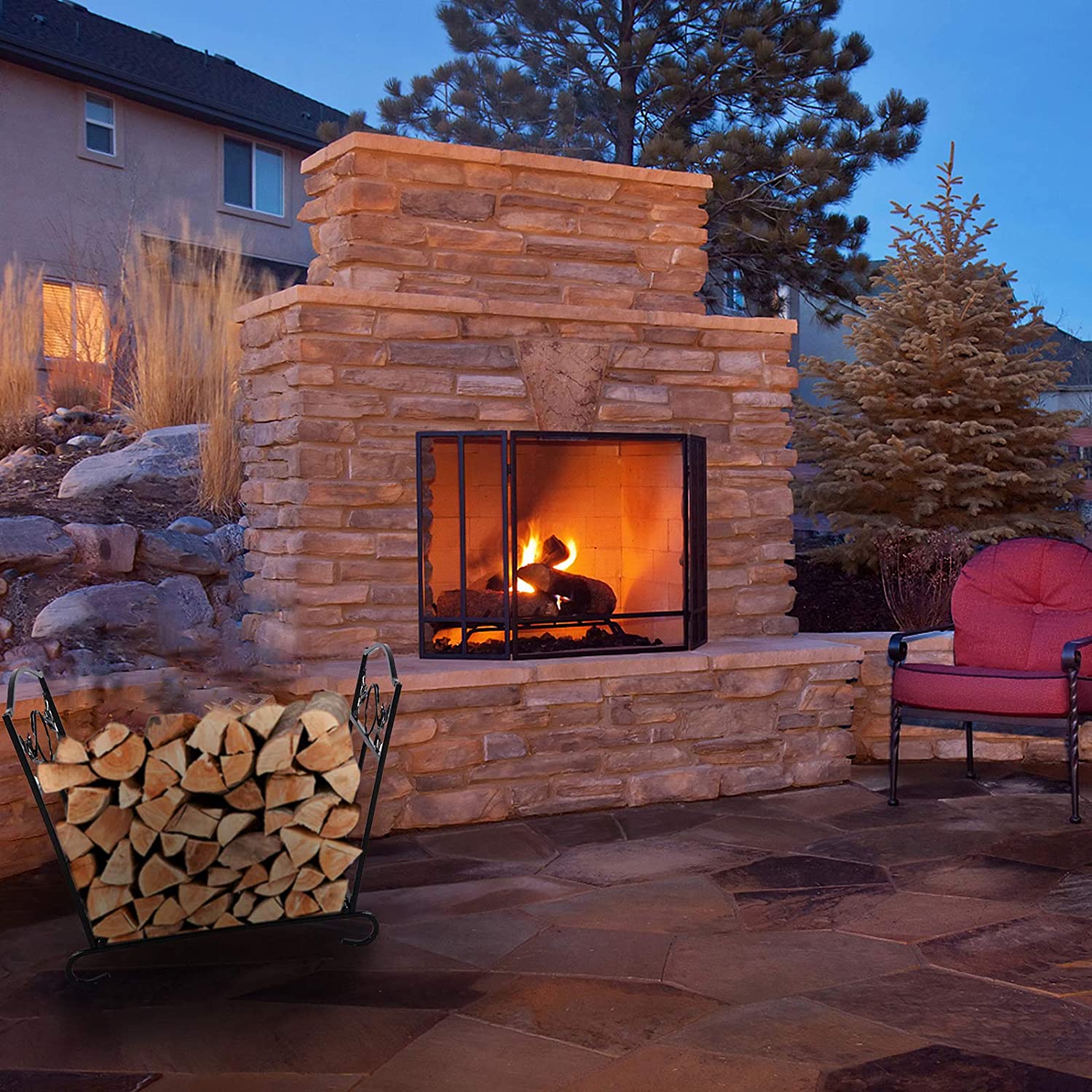 Kapler Foldable Fireplace Wood Rack Log Holder