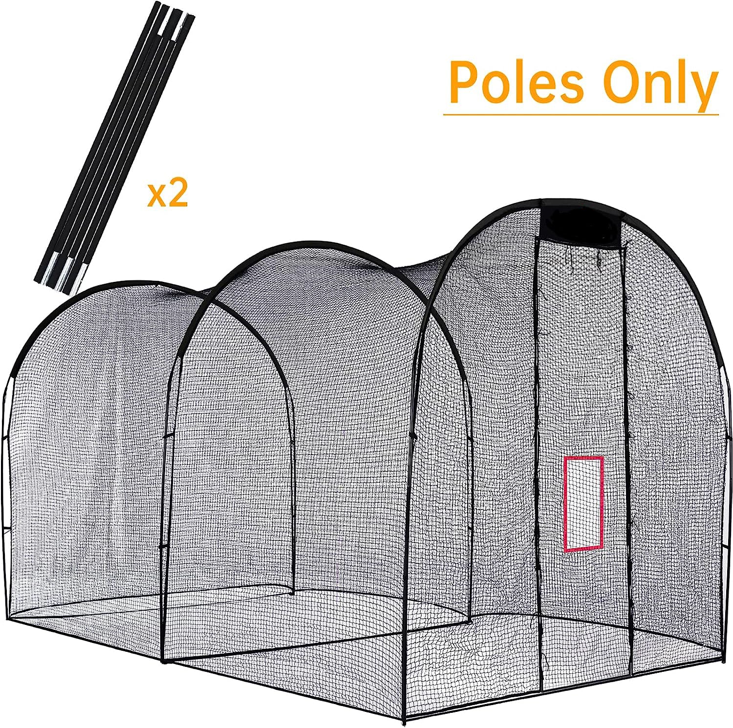 Kapler Baseball Batting Cage Poles Replacement 16x10x10FT 2pcs