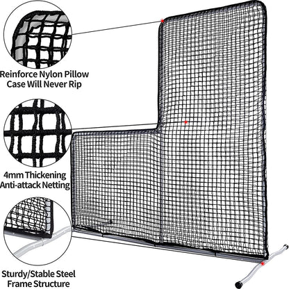 Kapler Baseball/Softball Hitting Protective L Screen | 7X7FT